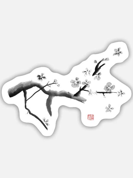 Sakura, Kirschblüten - Sticker Größe M (15 x 15 cm) - Mattweiß