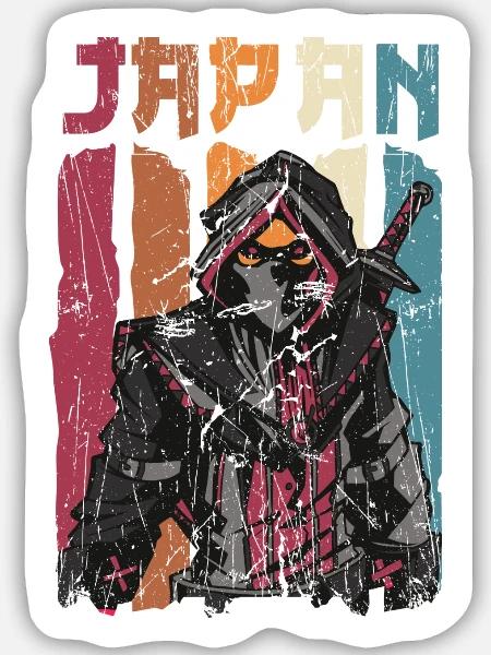 Japan Samurai Ninja Krieger - Sticker Größe M (15 x 15 cm) - Mattweiß