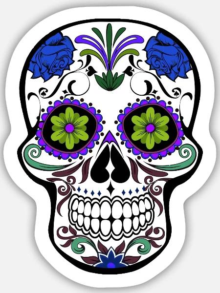 mexikanischer Schädel - Sticker Größe M (15 x 15 cm) - Mattweiß