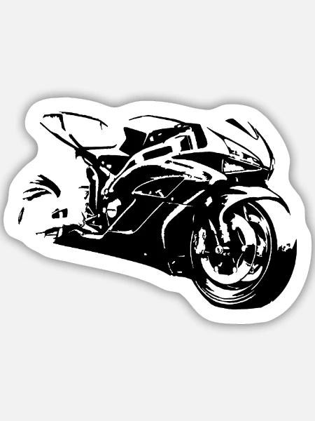 Motorradrennen - Sticker Größe M (15 x 15 cm) - Mattweiß