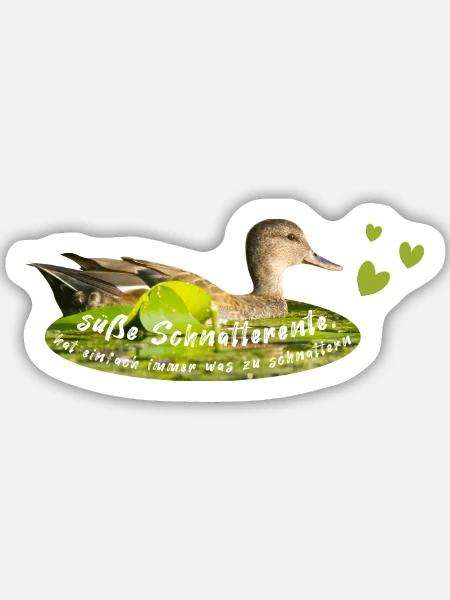 Schnatterente schnattern Quasselstrippe - Sticker Größe M (15 x 15 cm) - Mattweiß