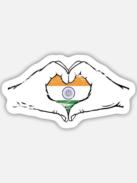 Indien Flagge Herzform used - Sticker Größe M (15 x 15 cm) - Mattweiß
