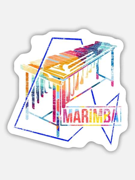 Klangstarke Marimba Perkussion - Sticker Größe M (15 x 15 cm) - Mattweiß
