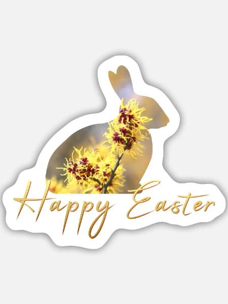 Happy Easter rabbit - Sticker Größe M (15 x 15 cm) - Mattweiß