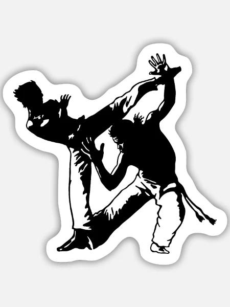 capoiera_duo_av2 - Sticker Größe M (15 x 15 cm) - Mattweiß