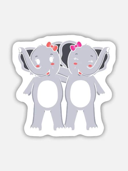 Elephanten Elefanten - Sticker Größe M (15 x 15 cm) - Mattweiß