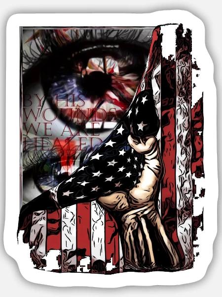 Flagge im Handgriff Kunst - Sticker Größe M (15 x 15 cm) - Mattweiß