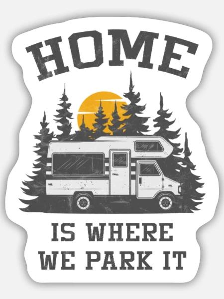 Camper Camping Wohnmobil - Sticker Größe M (15 x 15 cm) - Mattweiß