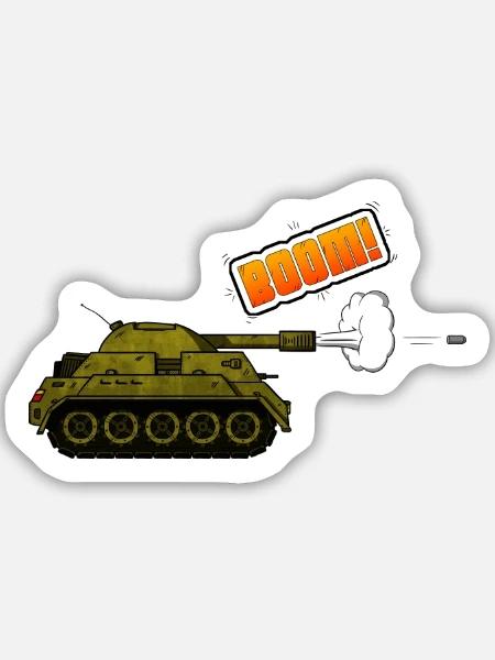 Panzer - Boom - Sticker Größe M (15 x 15 cm) - Mattweiß