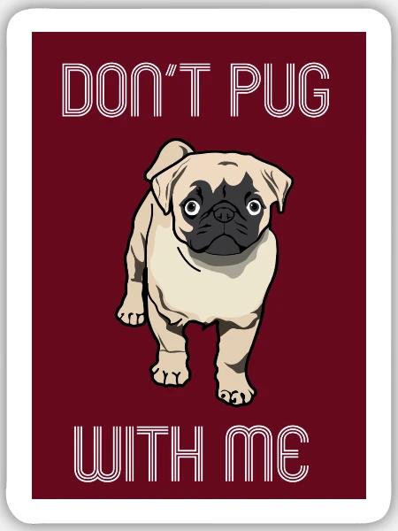 Hund Mops pug - Sticker Größe M (15 x 15 cm) - Mattweiß