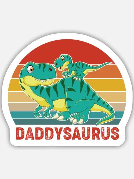 Dinosaurier Daddysaurus Papasaurus Geschenk - Sticker Größe M (15 x 15 cm) - Mattweiß