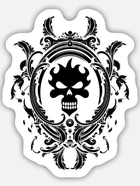 Totenkopf - Sticker Größe M (15 x 15 cm) - Mattweiß