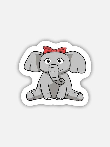 Elefant Elephant - Sticker Größe M (15 x 15 cm) - Mattweiß