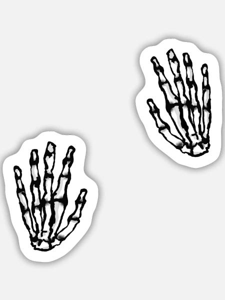 zwei skeletthände - Sticker Größe M (15 x 15 cm) - Mattweiß