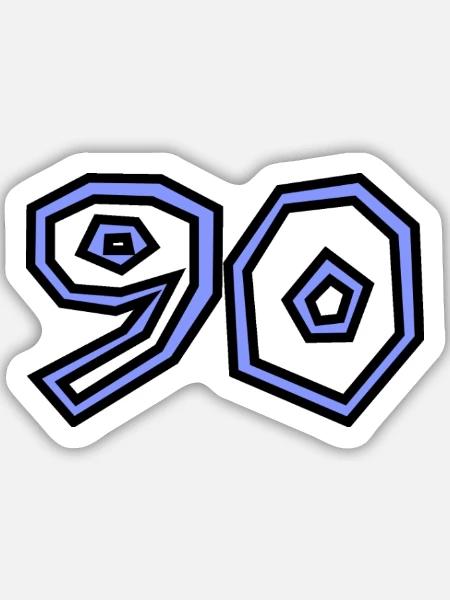 90 - Sticker Größe M (15 x 15 cm) - Mattweiß