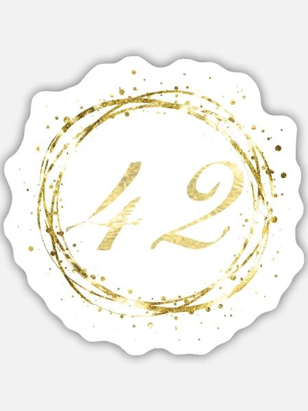 42 - Sticker Größe M (15 x 15 cm) - Mattweiß