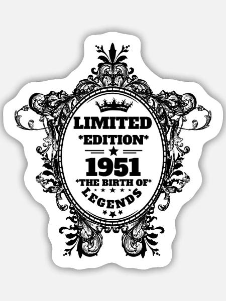 1951 - Sticker Größe M (15 x 15 cm) - Mattweiß