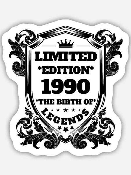 1990 - Sticker Größe M (15 x 15 cm) - Mattweiß