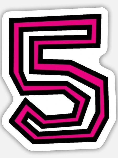 5 - Sticker Größe M (15 x 15 cm) - Mattweiß