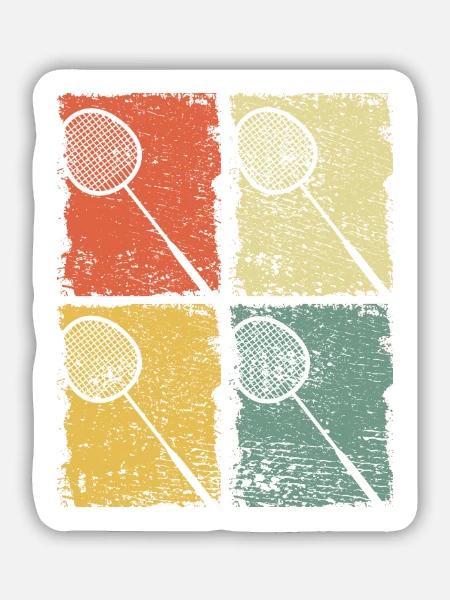 Badmintonschläger Badminton Retro - Sticker Größe M (15 x 15 cm) - Mattweiß
