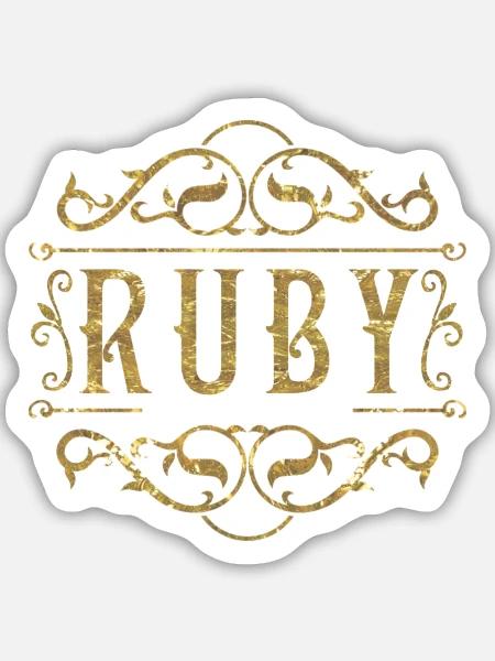 Ruby gold - Sticker Größe M (15 x 15 cm) - Mattweiß