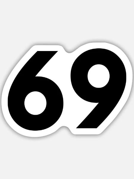 69 - Sticker Größe M (15 x 15 cm) - Mattweiß