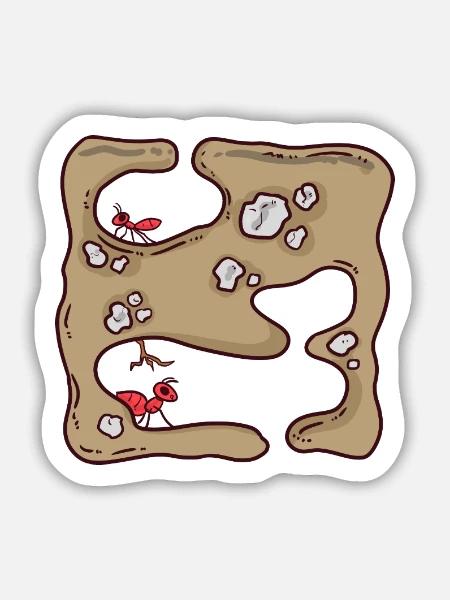 Fleißige Ameise Waldboden - Sticker Größe M (15 x 15 cm) - Mattweiß