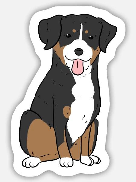Appenzell Dog - Sticker Größe M (15 x 15 cm) - Mattweiß