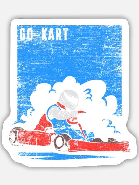 Rasanter Kartpilot Rennstrecke - Sticker Größe M (15 x 15 cm) - Mattweiß