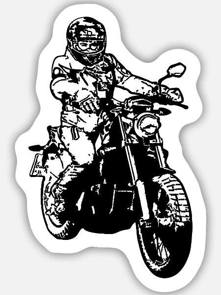 biker - Sticker Größe M (15 x 15 cm) - Mattweiß