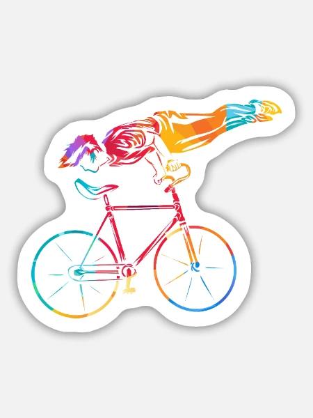 Eleganter Kunstradfahrer Wettkampf - Sticker Größe M (15 x 15 cm) - Mattweiß