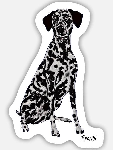 Schöner dalmatinischer Hund - Sticker Größe M (15 x 15 cm) - Mattweiß
