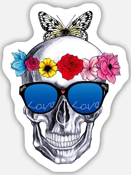Blumen skul - Sticker Größe M (15 x 15 cm) - Mattweiß