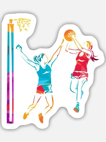 Temporeicher Netzball Mannschaftssport - Sticker Größe M (15 x 15 cm) - Mattweiß