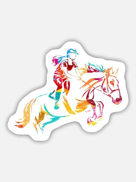 Flinker Springreiter Turnierparcours - Sticker Größe M (15 x 15 cm) - Mattweiß