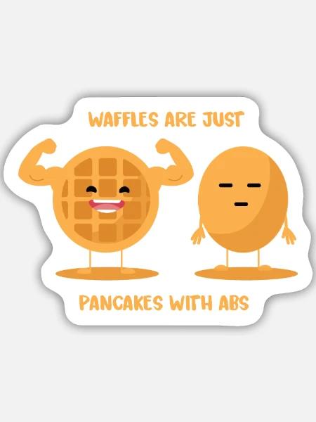 Kraftvolle Waffel Muskelvergleich - Sticker Größe M (15 x 15 cm) - Mattweiß