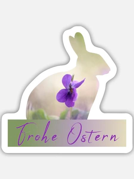 Frohe Ostern Hase - Sticker Größe M (15 x 15 cm) - Mattweiß