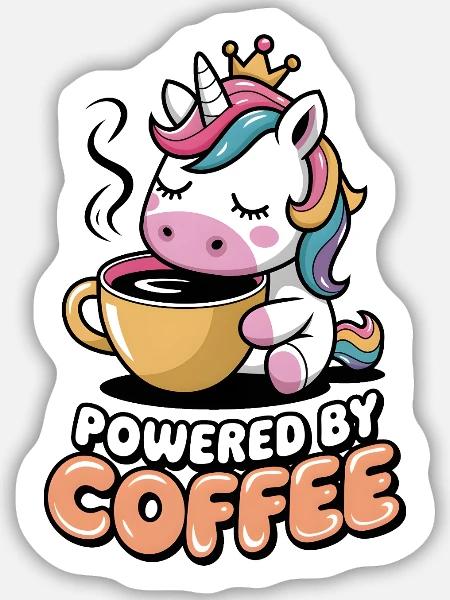 Angetrieben von Kaffee - Sticker Größe M (15 x 15 cm) - Mattweiß