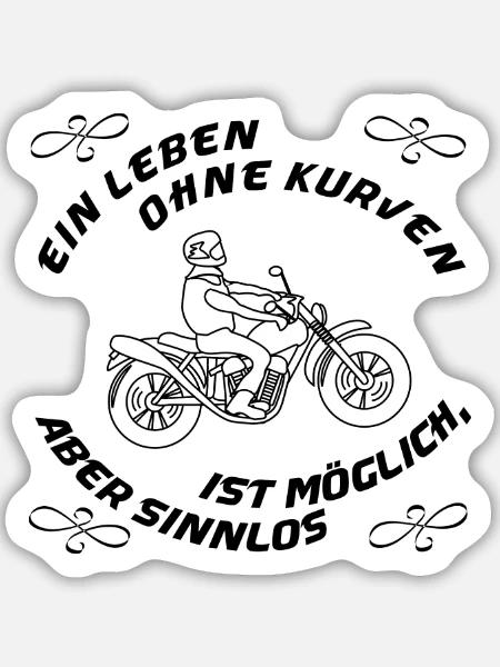 leben ohne kurven - Sticker Größe M (15 x 15 cm) - Mattweiß