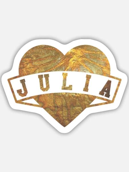 Julia Herzen Gold - Sticker Größe M (15 x 15 cm) - Mattweiß