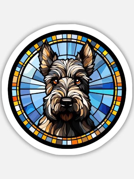 Schottischer Terrier Hunderasse Aquarellglas - Sticker Größe M (15 x 15 cm) - Mattweiß