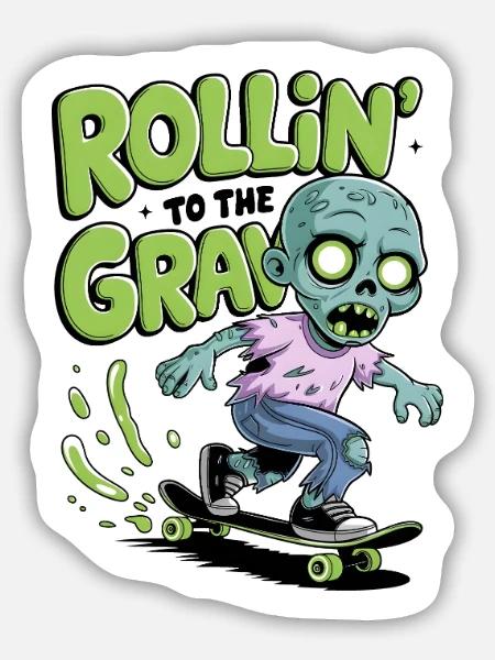 Rollin zum Grab - Sticker Größe M (15 x 15 cm) - Mattweiß