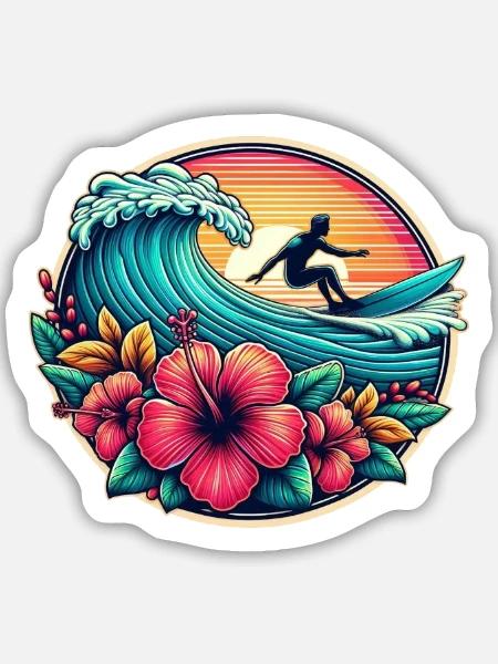 Surfer Logo 2 - Sticker Größe M (15 x 15 cm) - Mattweiß