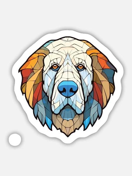 Pyrenäen-Mastiff-Hunderasse Aquarell-Illustration - Sticker Größe M (15 x 15 cm) - Mattweiß
