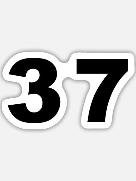 Number - 37 - siebenunddreißig - Sticker Größe M (15 x 15 cm) - Mattweiß