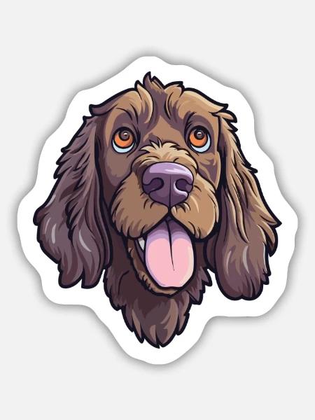 Pudelpointer Hunderasse Cartoon Kawaii Illustration - Sticker Größe M (15 x 15 cm) - Mattweiß