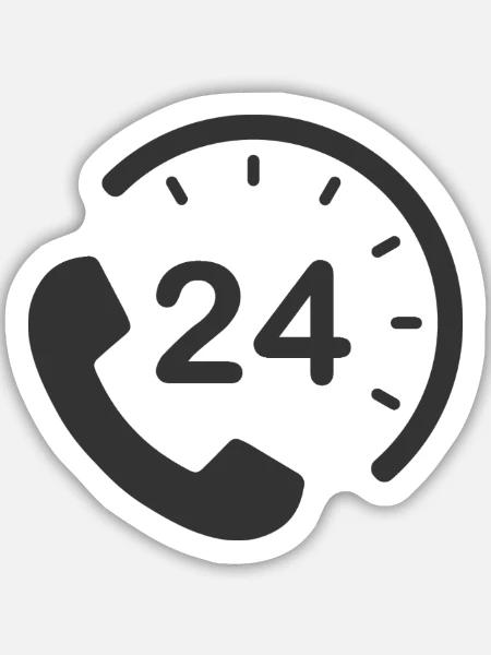 24/7 h Service - Sticker Größe M (15 x 15 cm) - Mattweiß