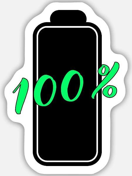 Batterie hat 100% volle Energie - Sticker Größe M (15 x 15 cm) - Mattweiß