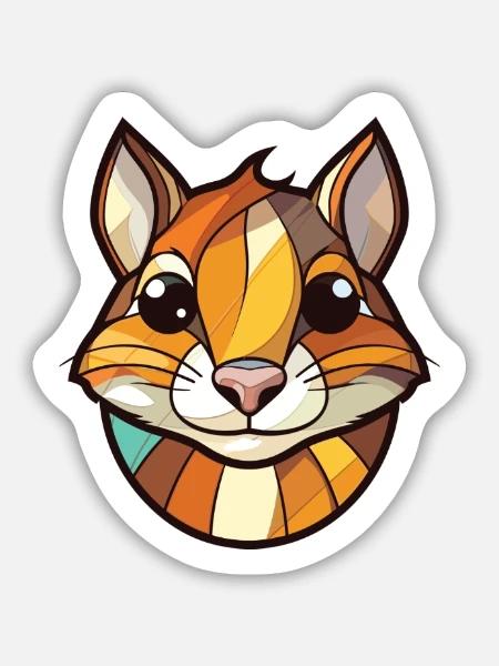Chipmunk bunte Aquarell-Tierillustration - Sticker Größe M (15 x 15 cm) - Mattweiß
