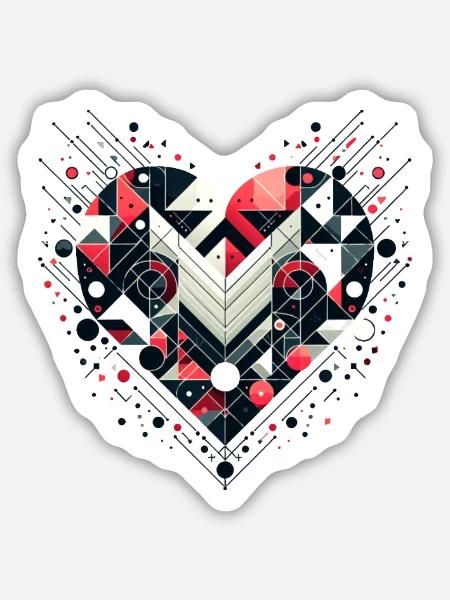 Geometrisches Herz - Sticker Größe M (15 x 15 cm) - Mattweiß